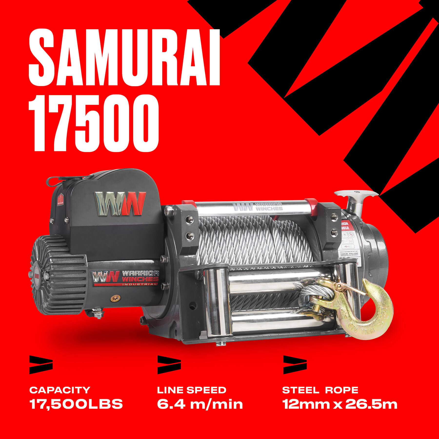 Samurai 17500 Elektrowinde – 24-V-Stahlseil