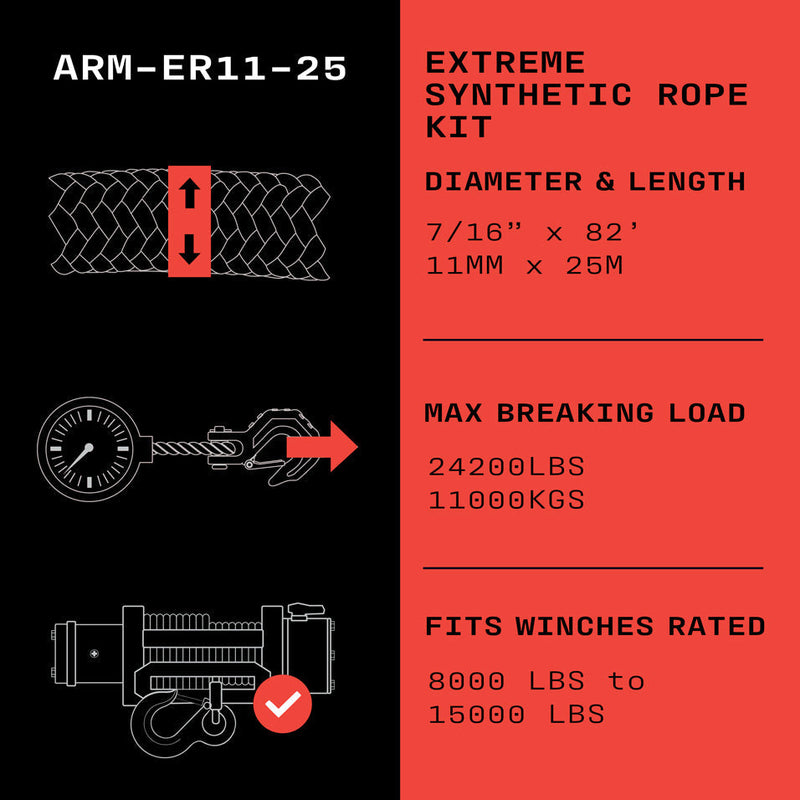 Armortek Extreme Kunststoffseil 11 mm x 25 m – MBL 11.000 kg