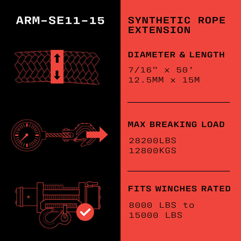 Armortek Synthetikseil-Verlängerung 11mm x 15m - MBL 12.800kg