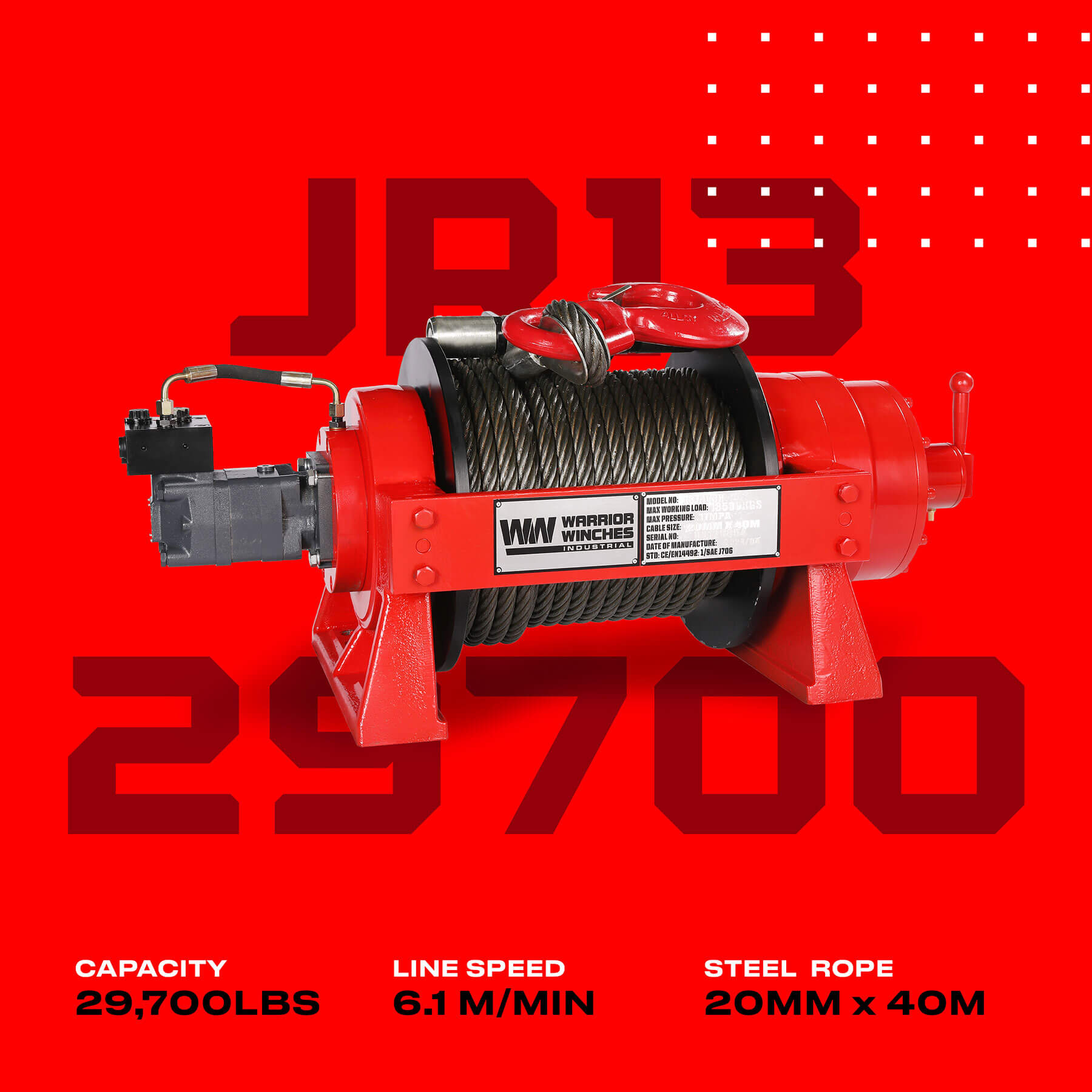 JR 13 Tonnen industrielle hydraulische Winde