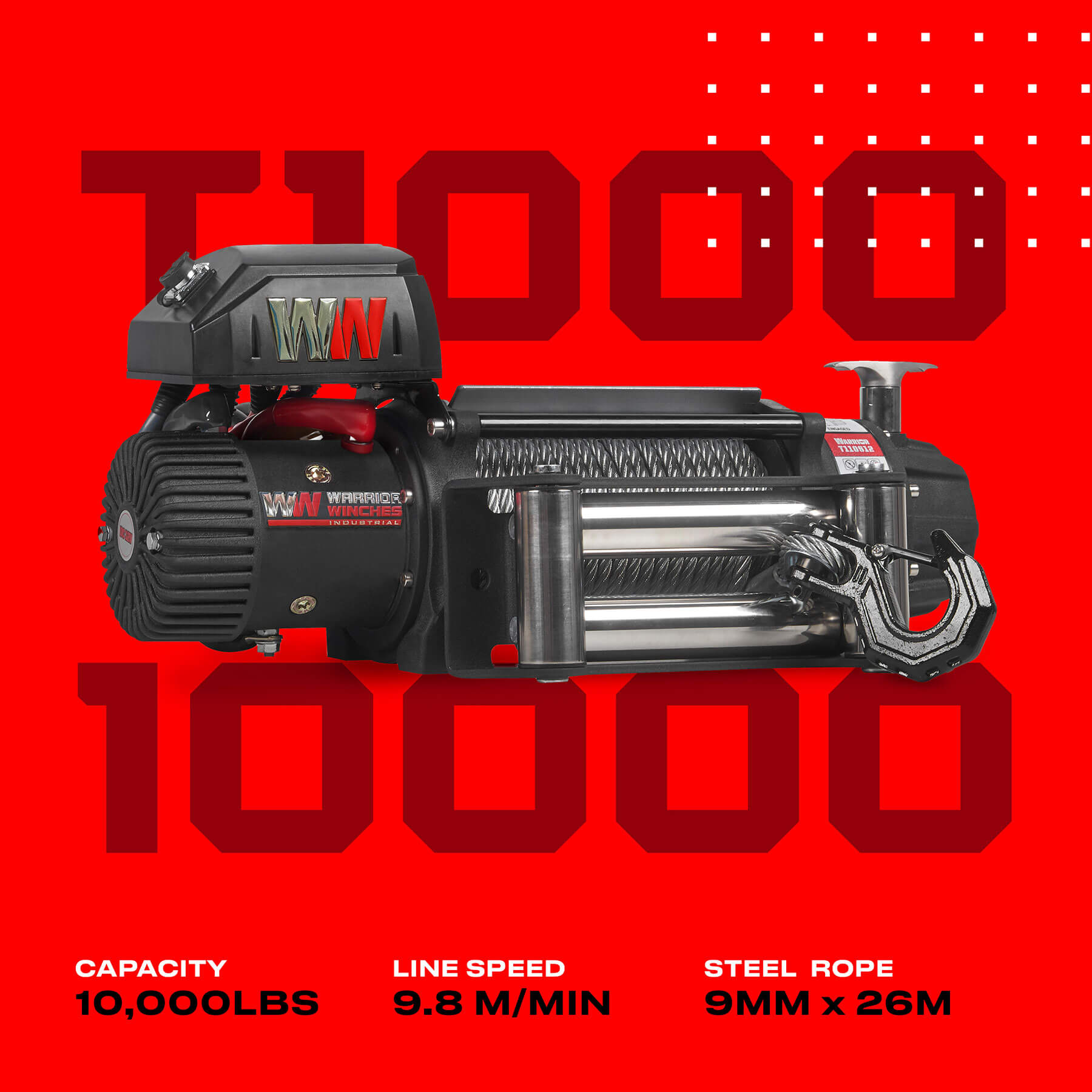 T1000 10000 Elektrische Seilwinde - 12V Stahlseil