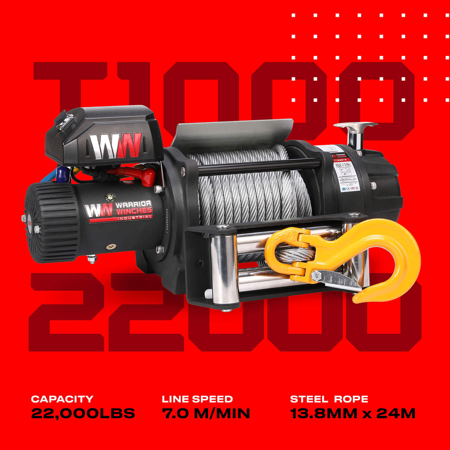 Elektrische Seilwinde T1000 22000 – 24 V Stahlseil