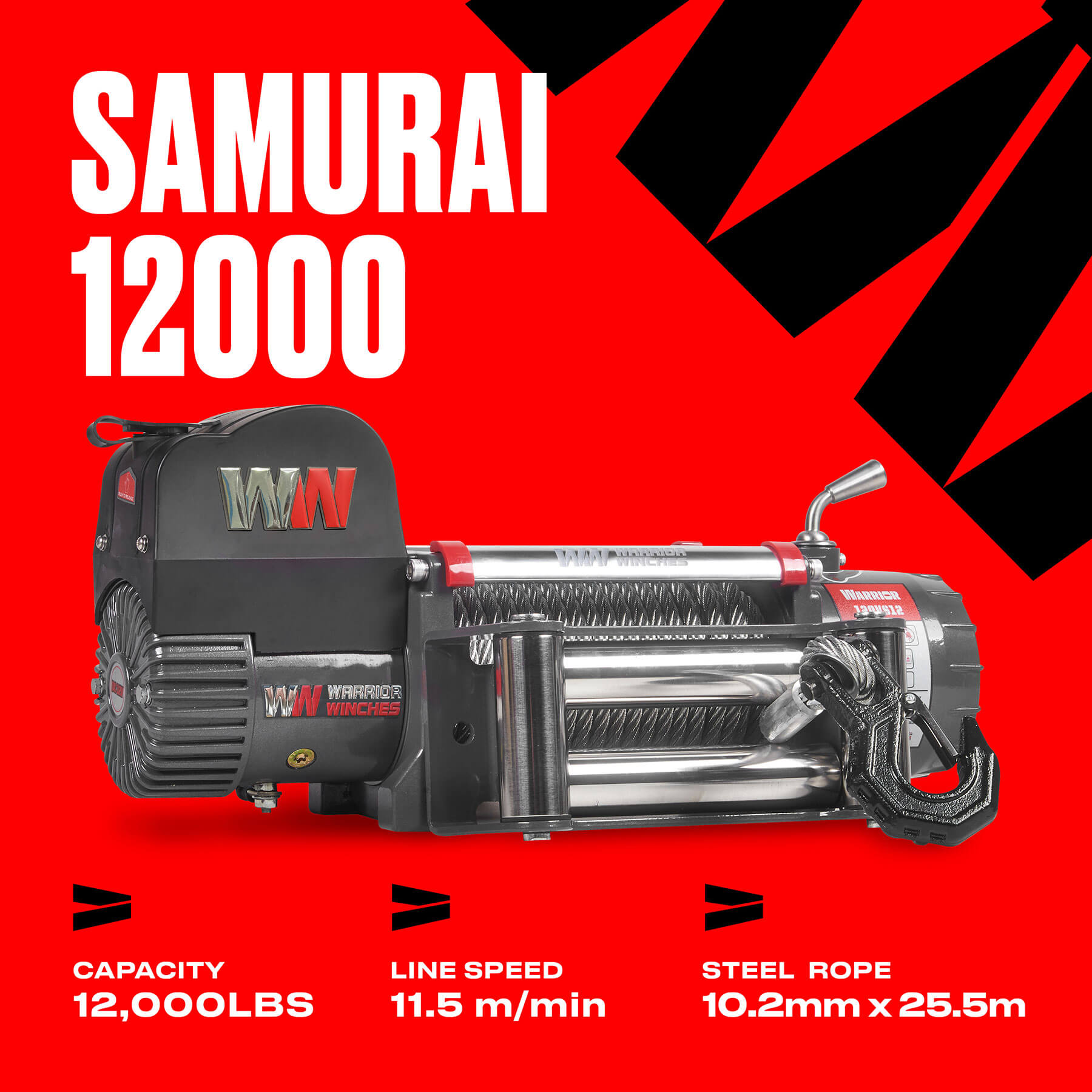 Samurai 12000 Elektrowinde – 24-V-Stahlseil