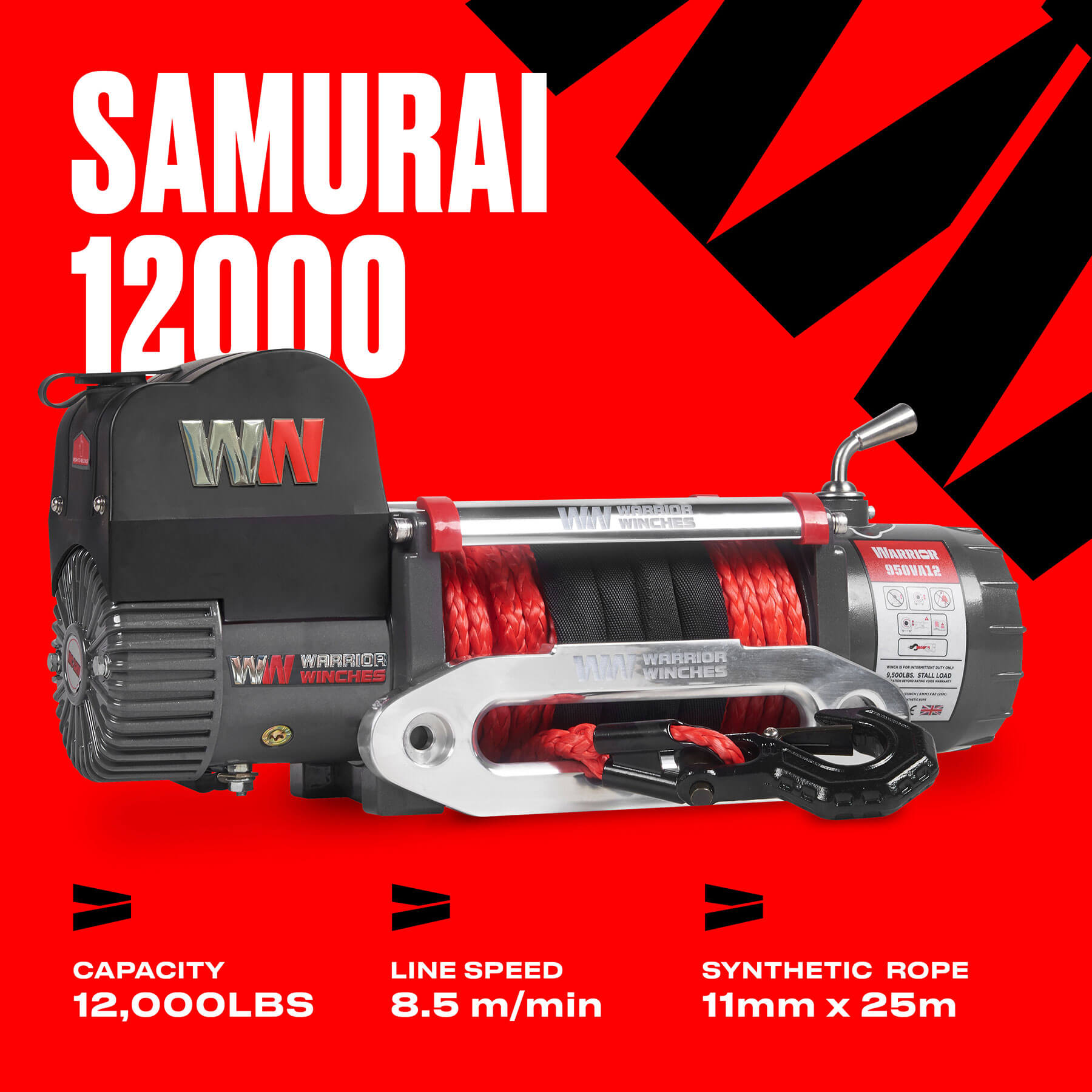 Samurai 12000 Elektrowinde – 12-V-Kunststoffseil