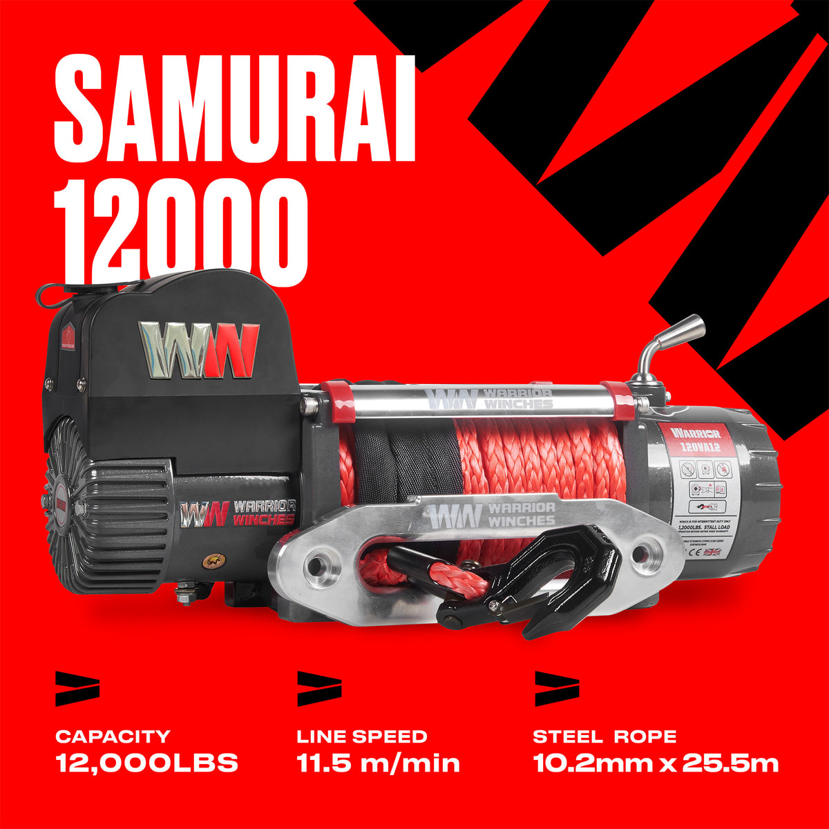 Samurai 12000 Elektrowinde – 12-V-Kunststoffseil