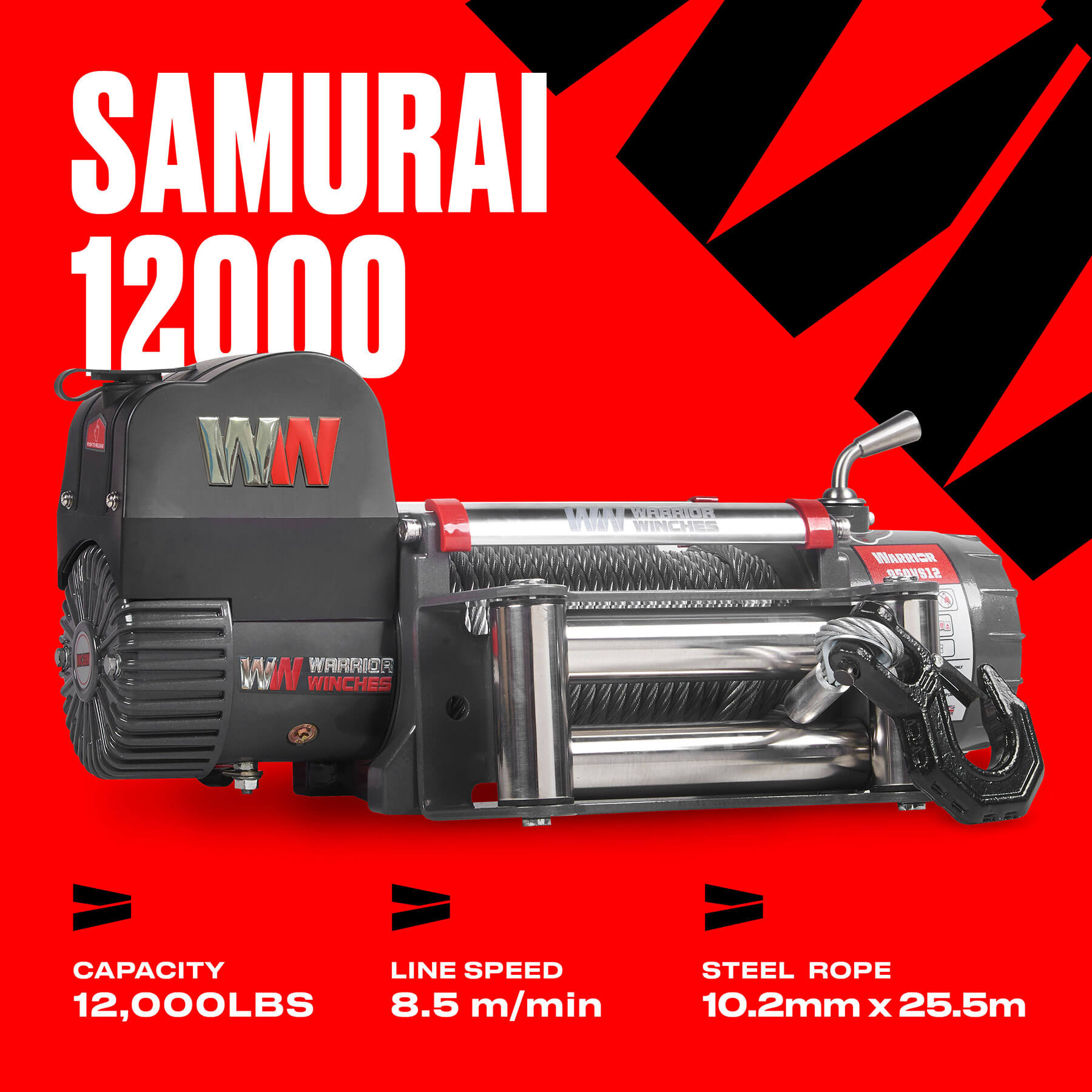 Samurai 12000 Elektrowinde – 12-V-Stahlseil
