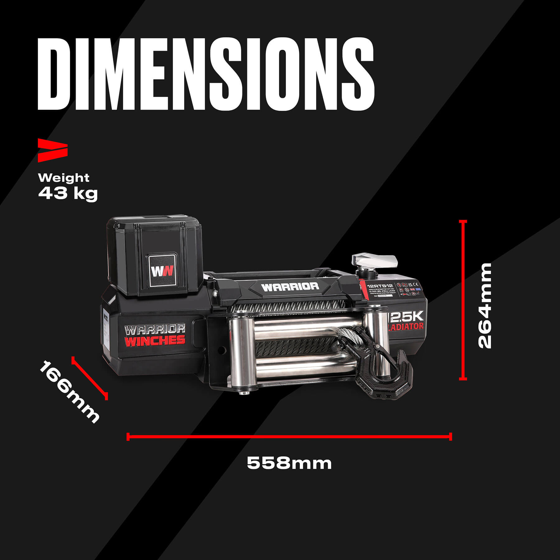 Gladiator R-Type 12500 Elektrowinde – 12-V-Stahlseil