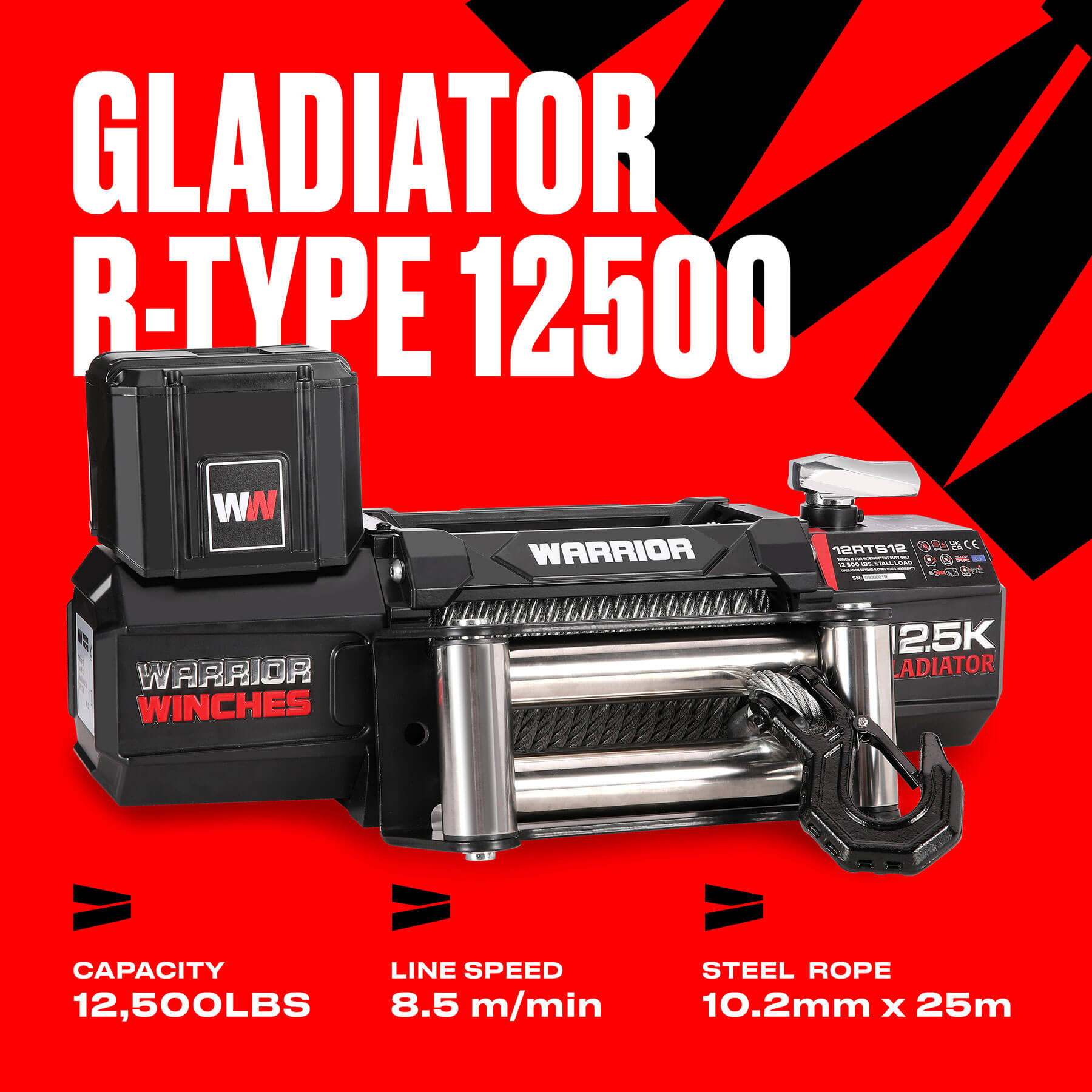 Gladiator R-Type 12500 Elektrowinde – 12-V-Stahlseil
