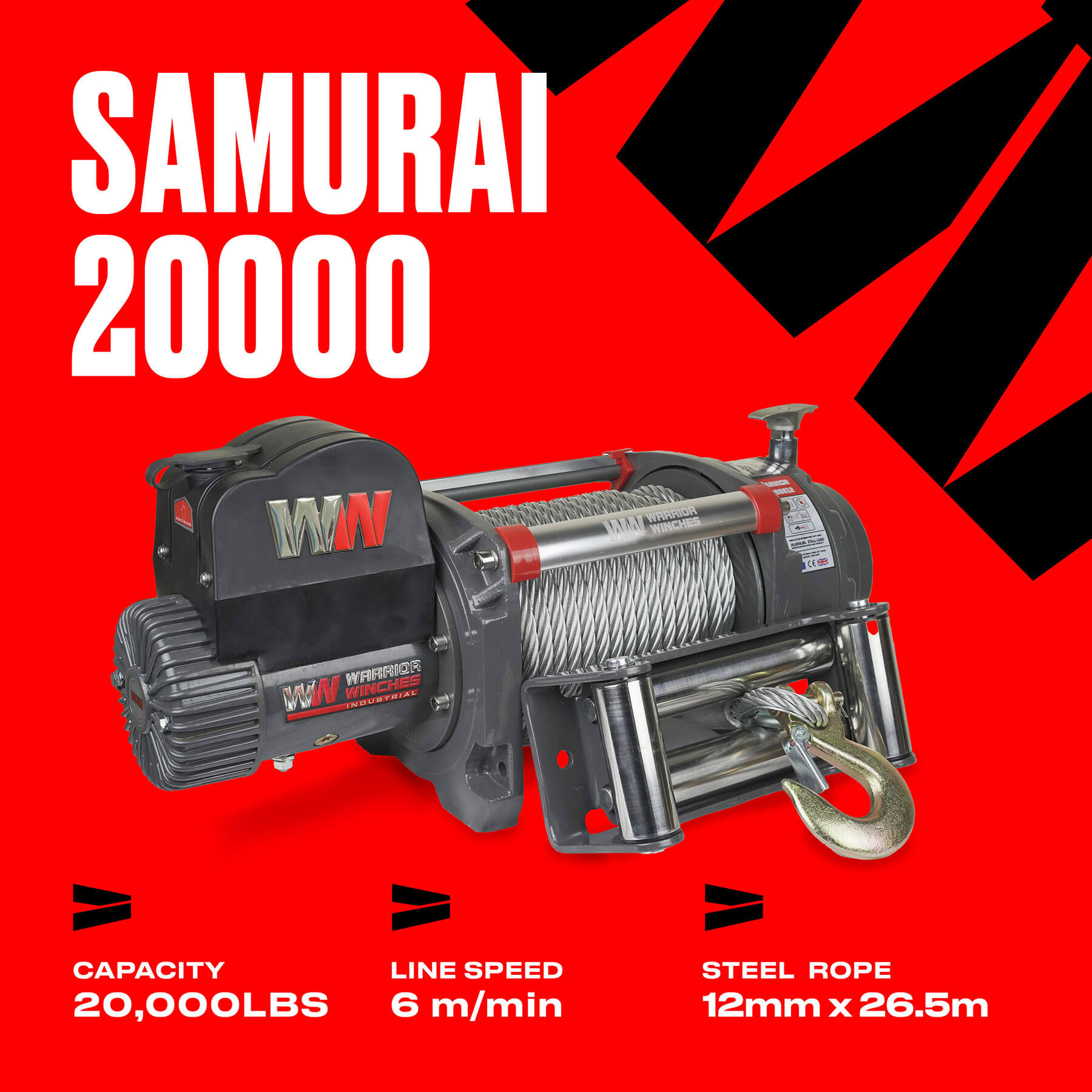 Samurai 20000 Elektrowinde – 24-V-Stahlseil