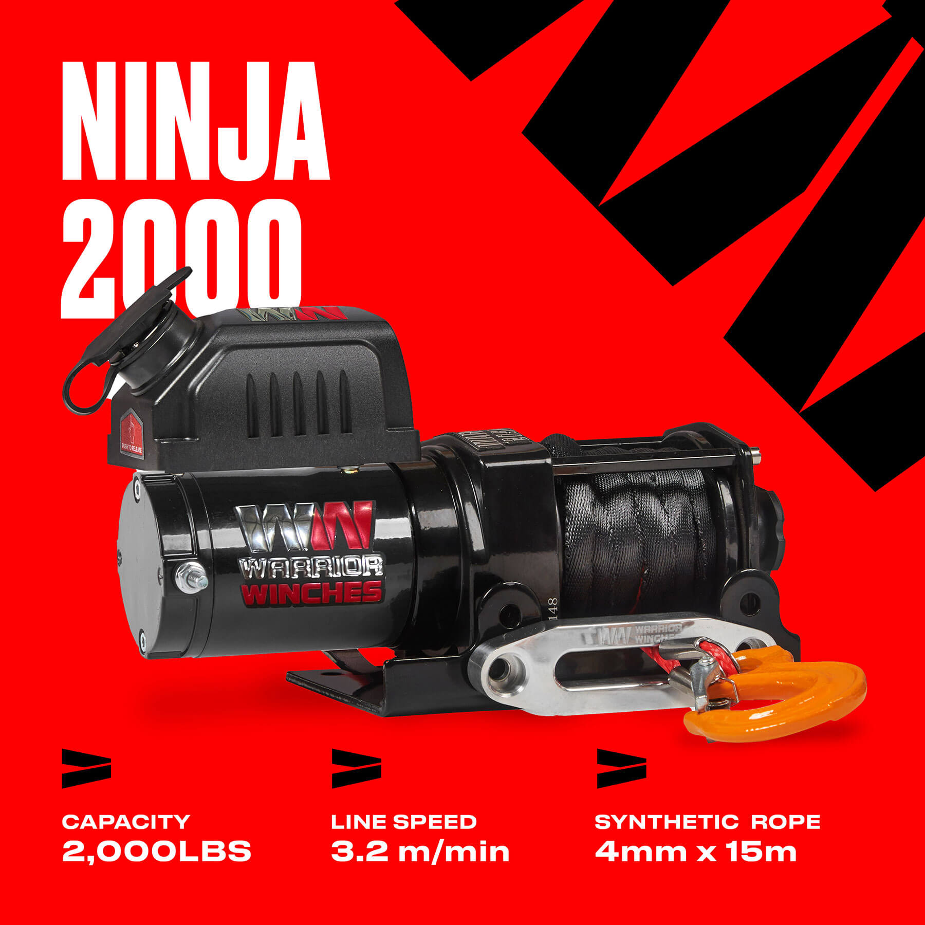 Ninja 2000 Elektrowinde – 12-V-Kunststoffseil