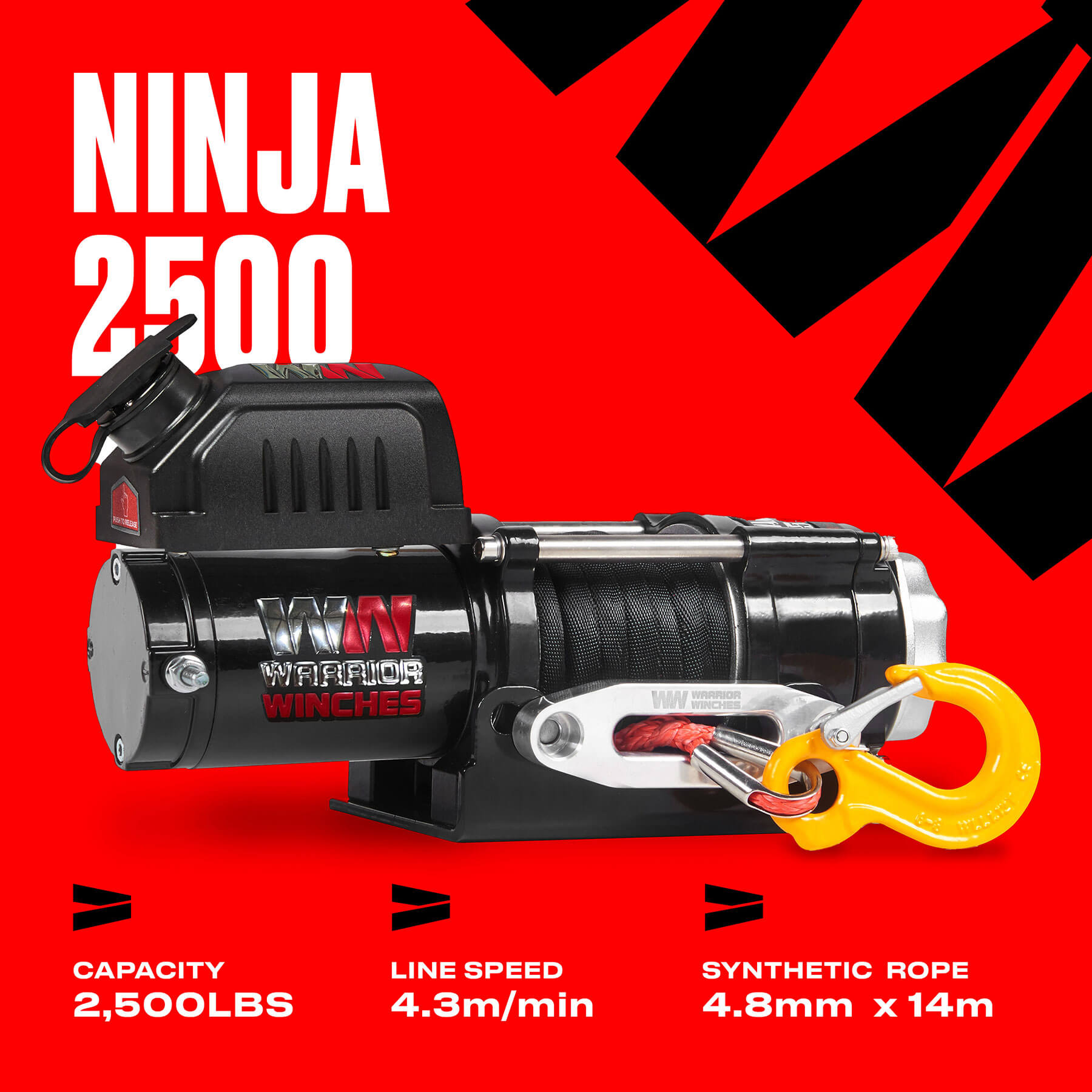 Ninja 2500 Elektrowinde – 12-V-Kunststoffseil