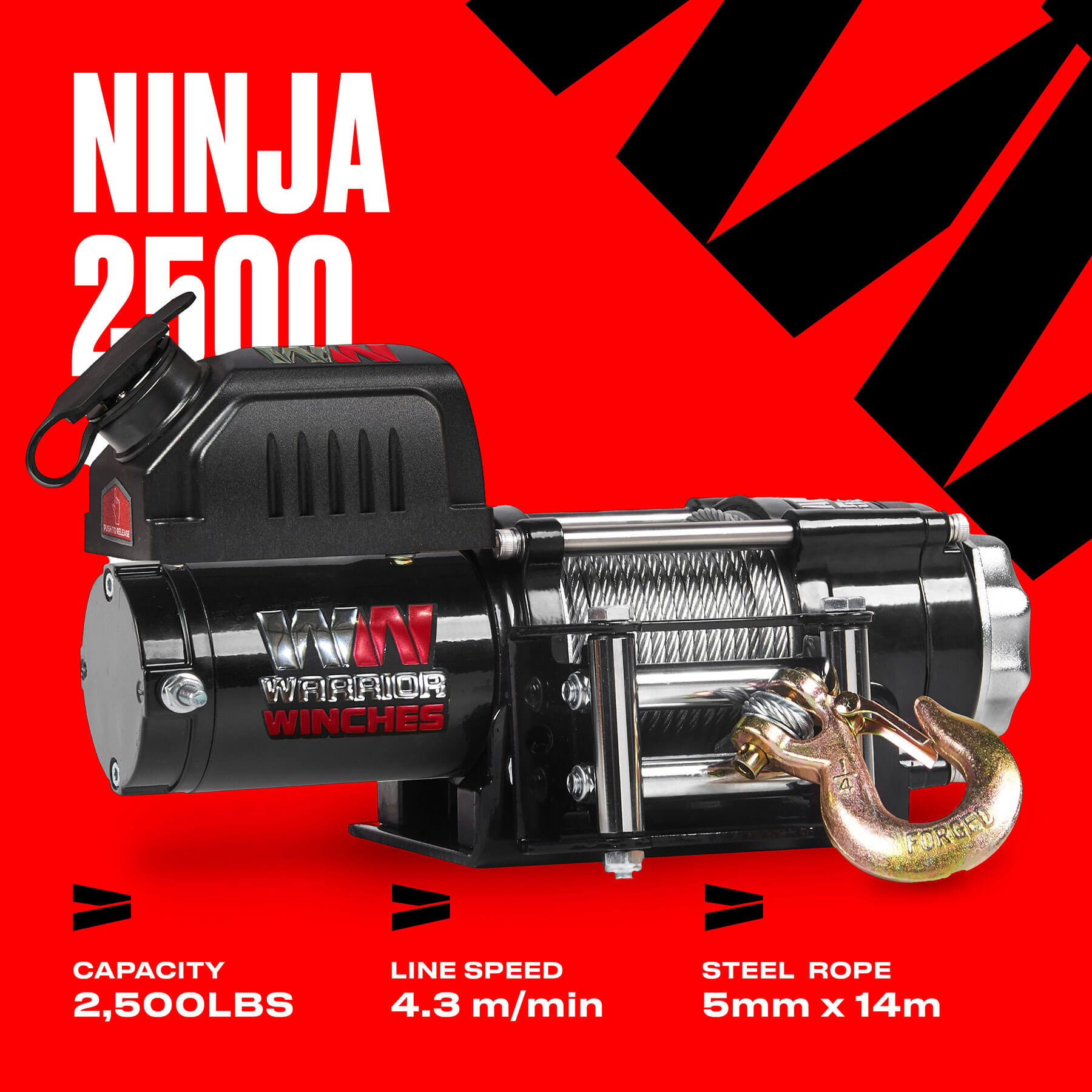 Ninja 2500 Elektrowinde – 12-V-Stahlseil