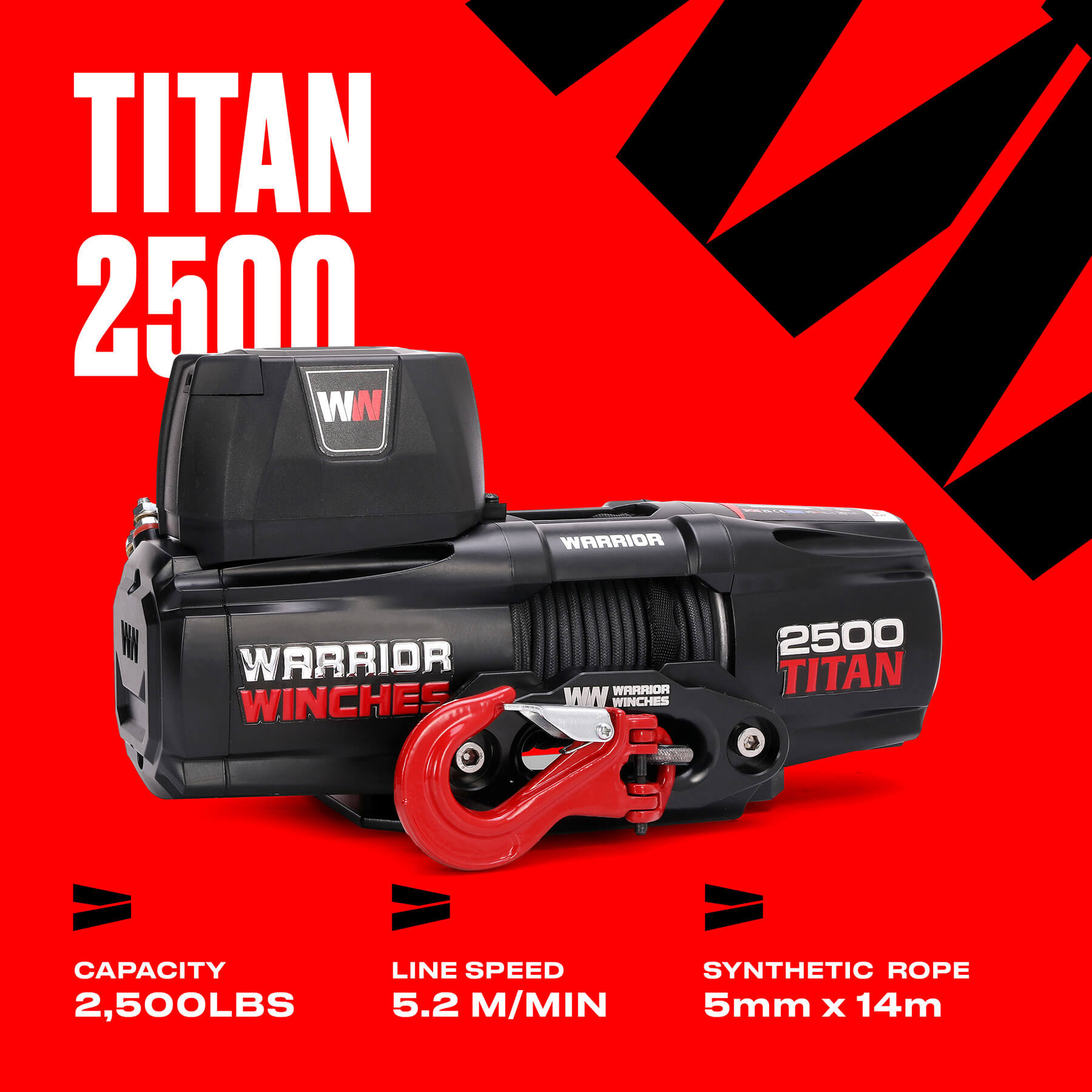 Elektrische Seilwinde Titan 2500 – 12 V, Synthetikseil