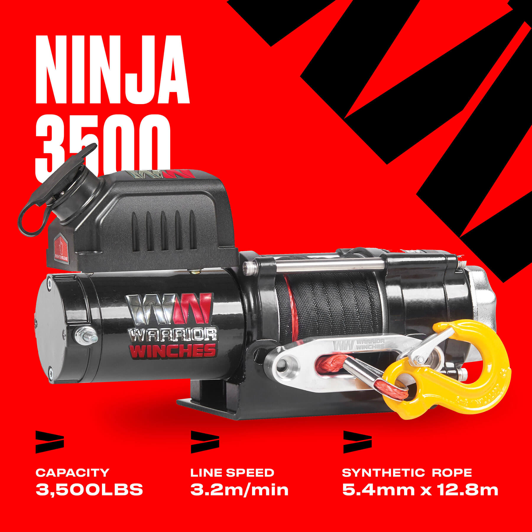 Ninja 3500 Elektrowinde – 12-V-Kunststoffseil