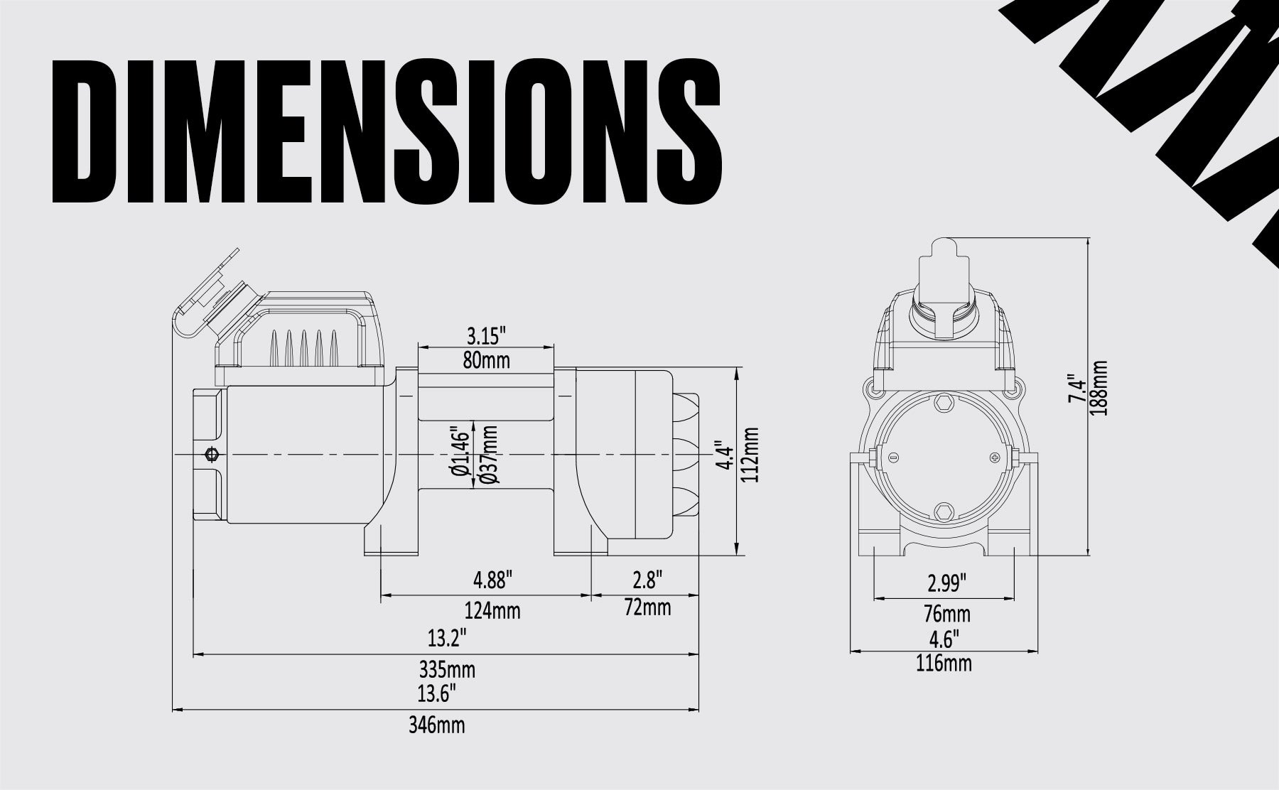 Ninja 3500 Elektrowinde – 24-V-Kunststoffseil