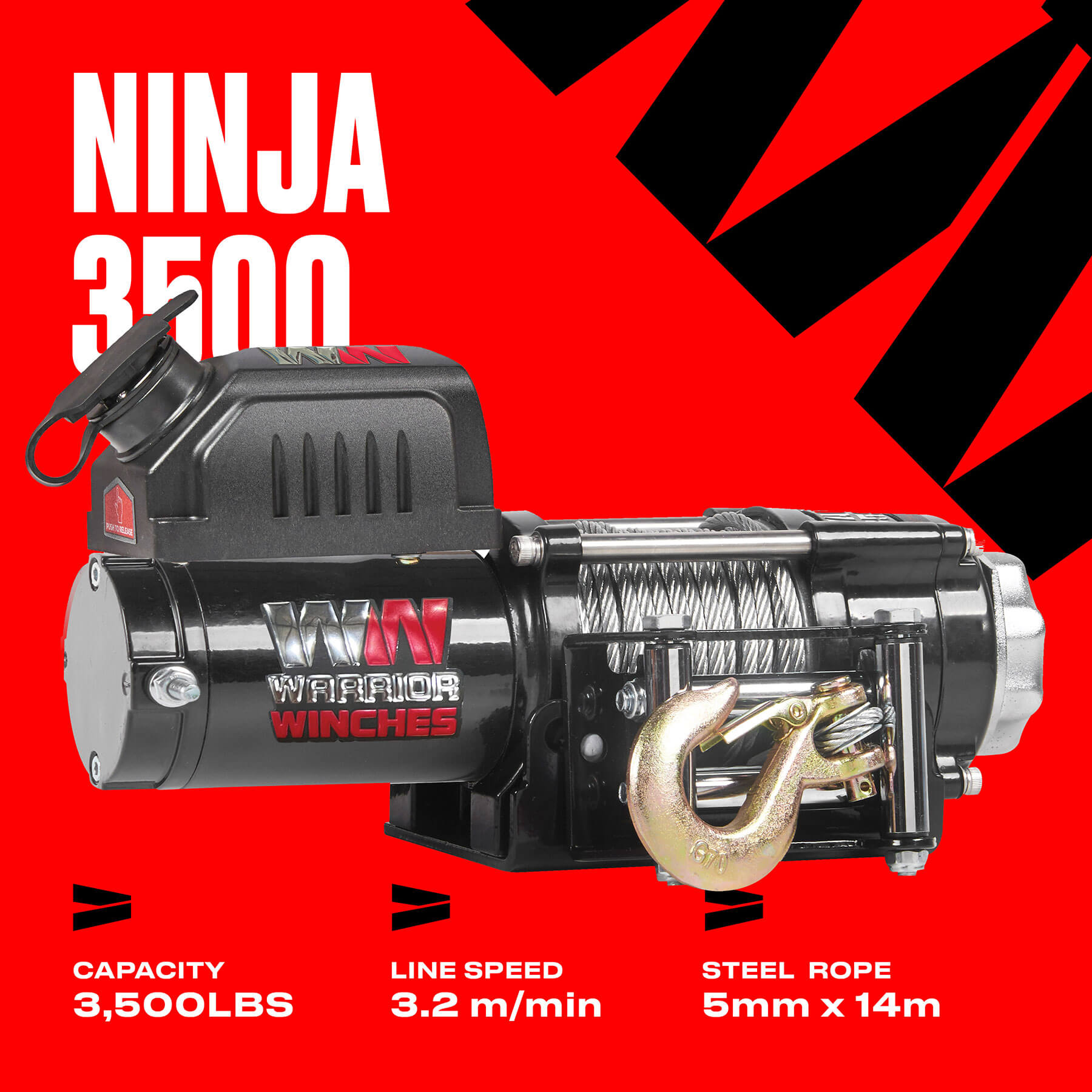 Ninja 3500 Elektrowinde – 24-V-Stahlseil