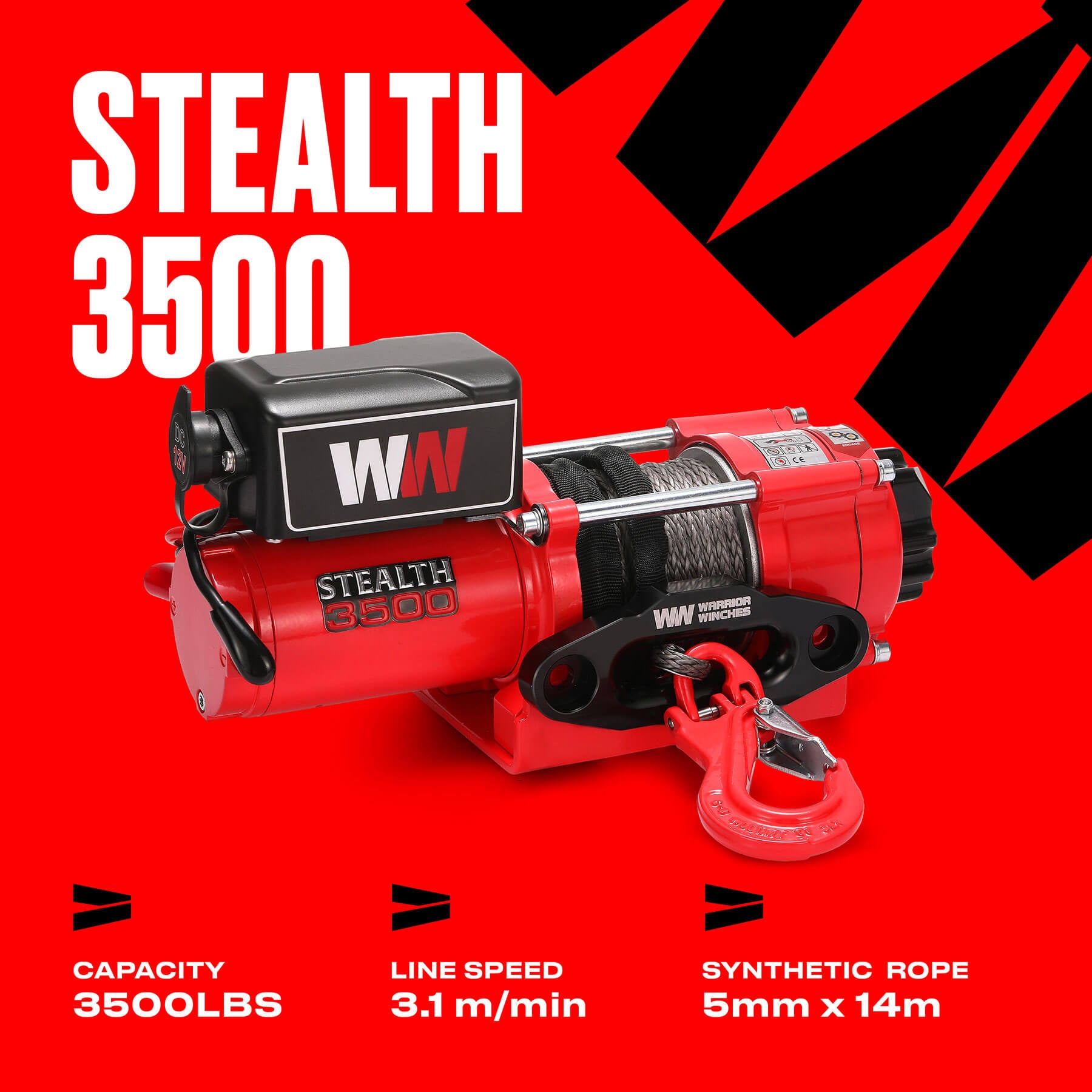 Stealth 3500lb Seilwinde - 12V Synthetikseil