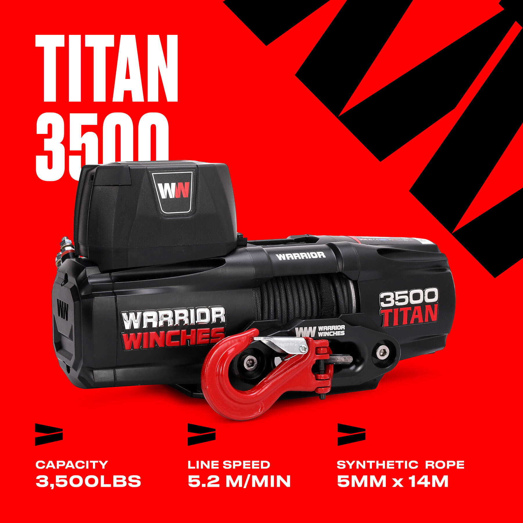 Elektrische Seilwinde Titan 3500 – 12 V, Synthetikseil