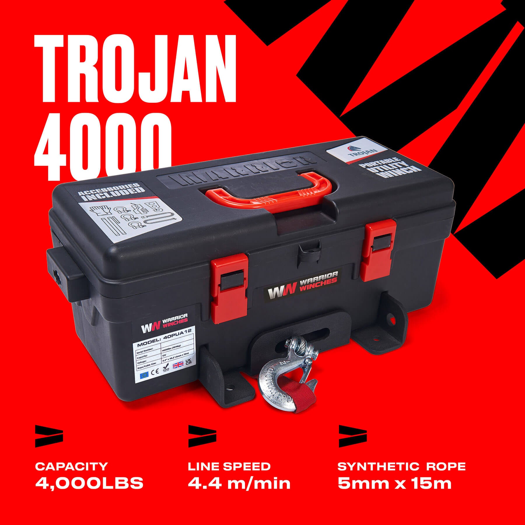 Trojan 4000 Tragbare Universalwinde - Synthetisches Seil
