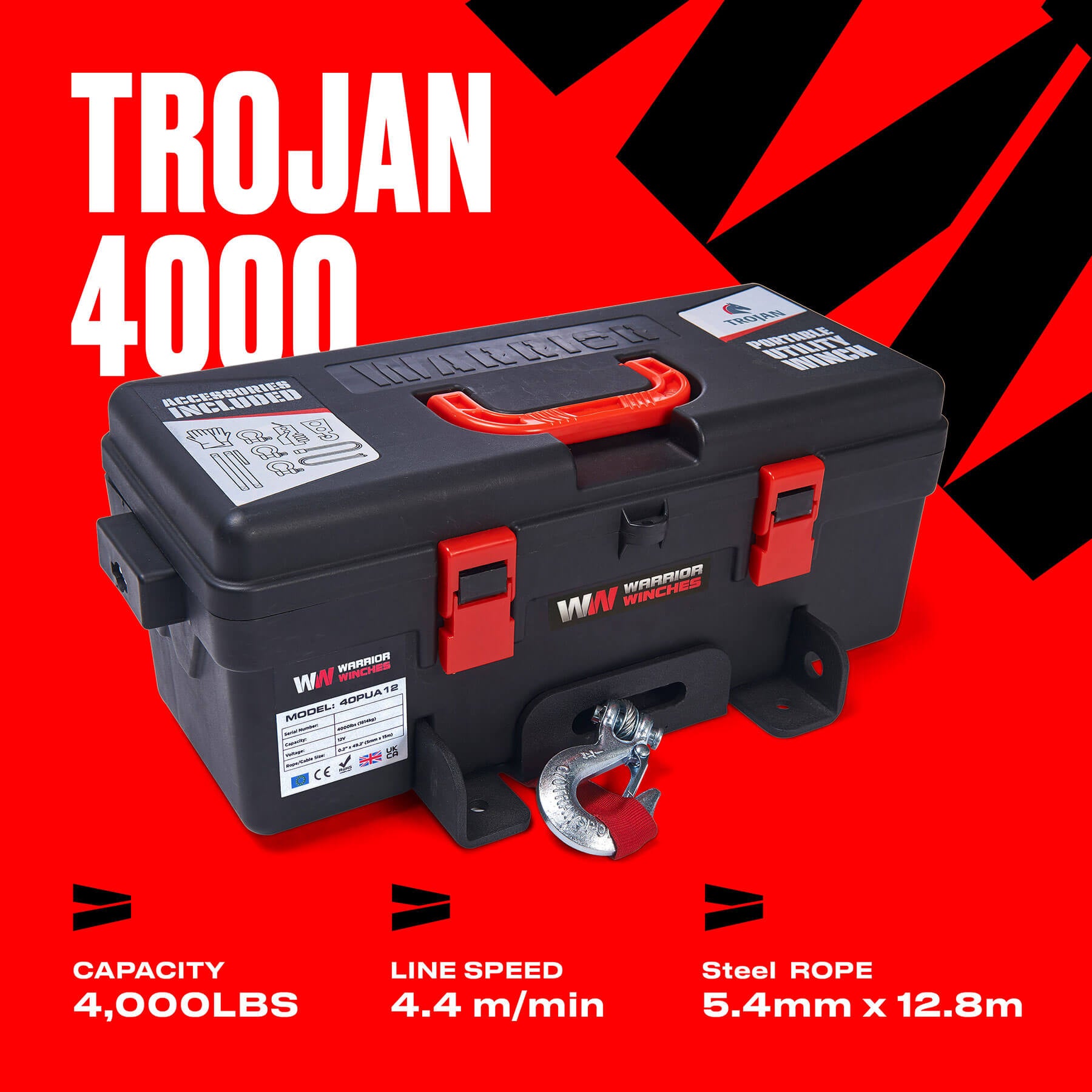 Trojan 4000 Tragbare Universalwinde – Stahlseil