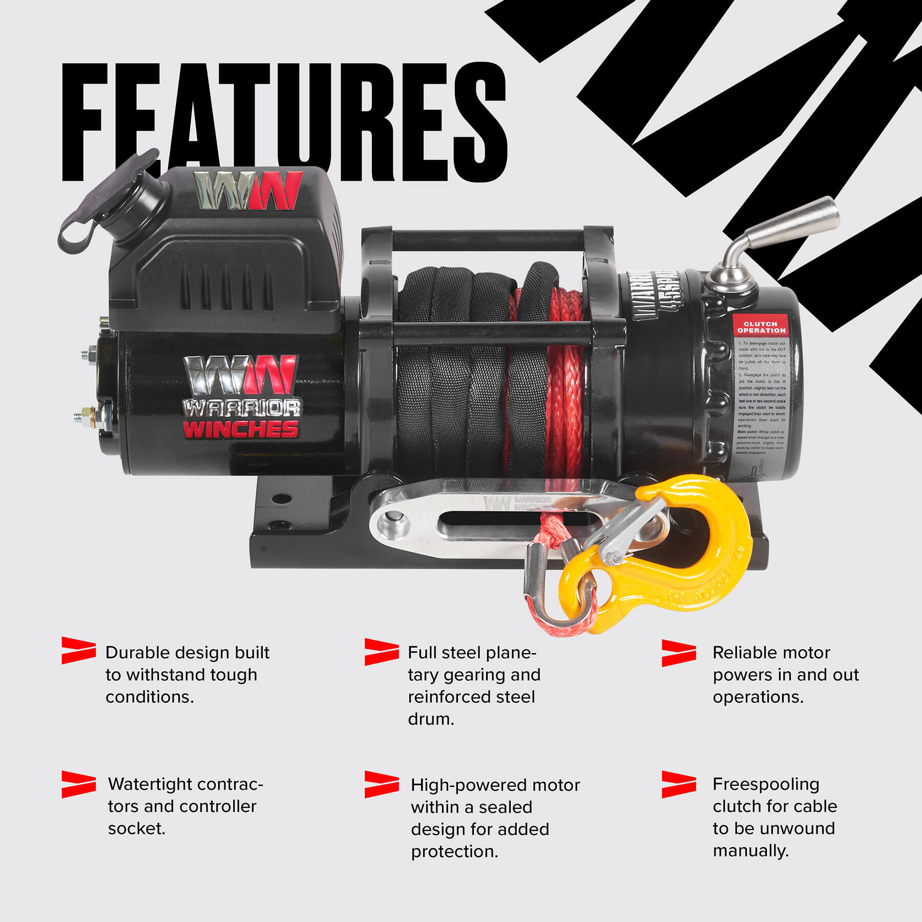 Ninja 4500 Elektrowinde – 12-V-Kunststoffseil
