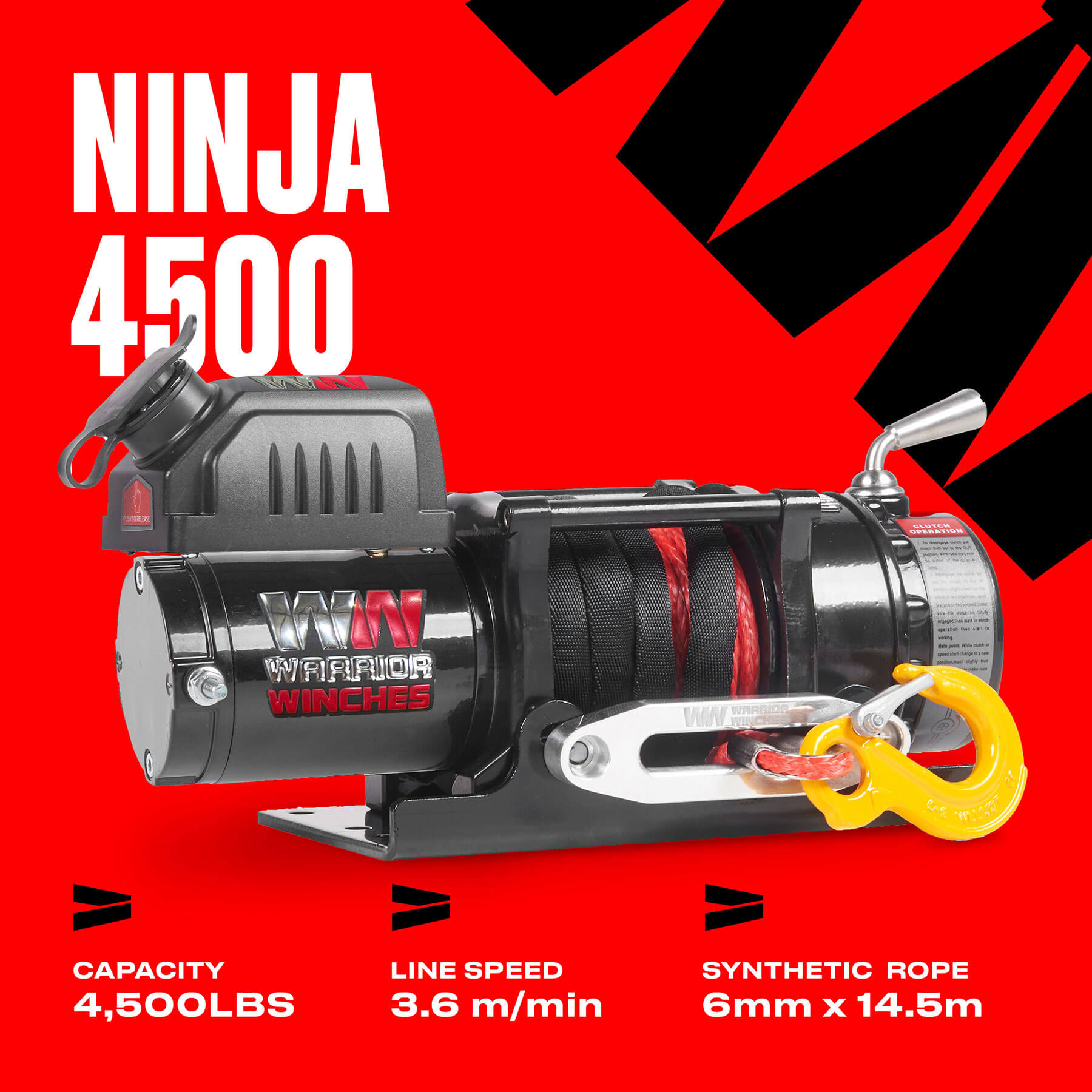 Ninja 4500 Elektrowinde – 12-V-Kunststoffseil