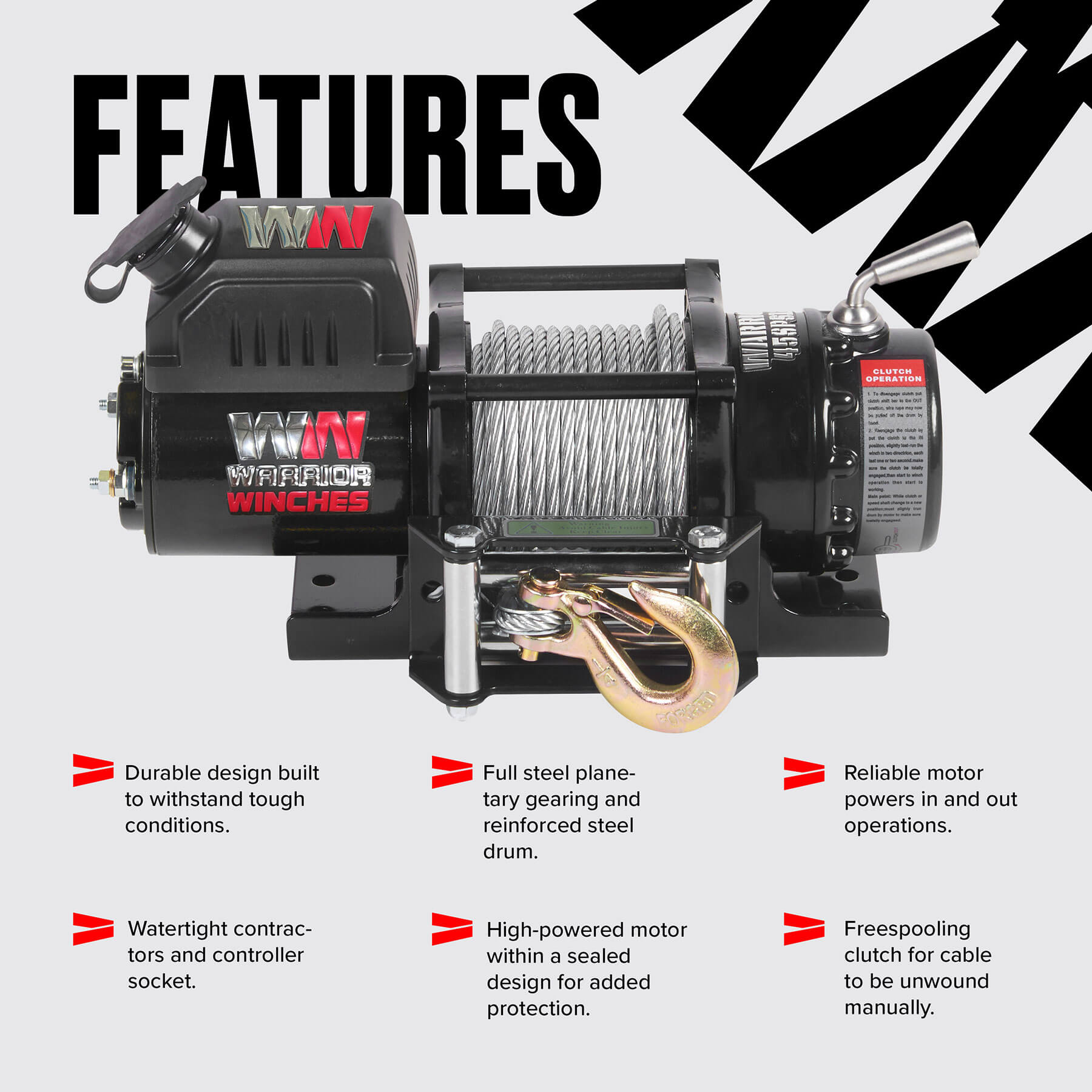 Ninja 4500 Elektrowinde – 12-V-Stahlseil