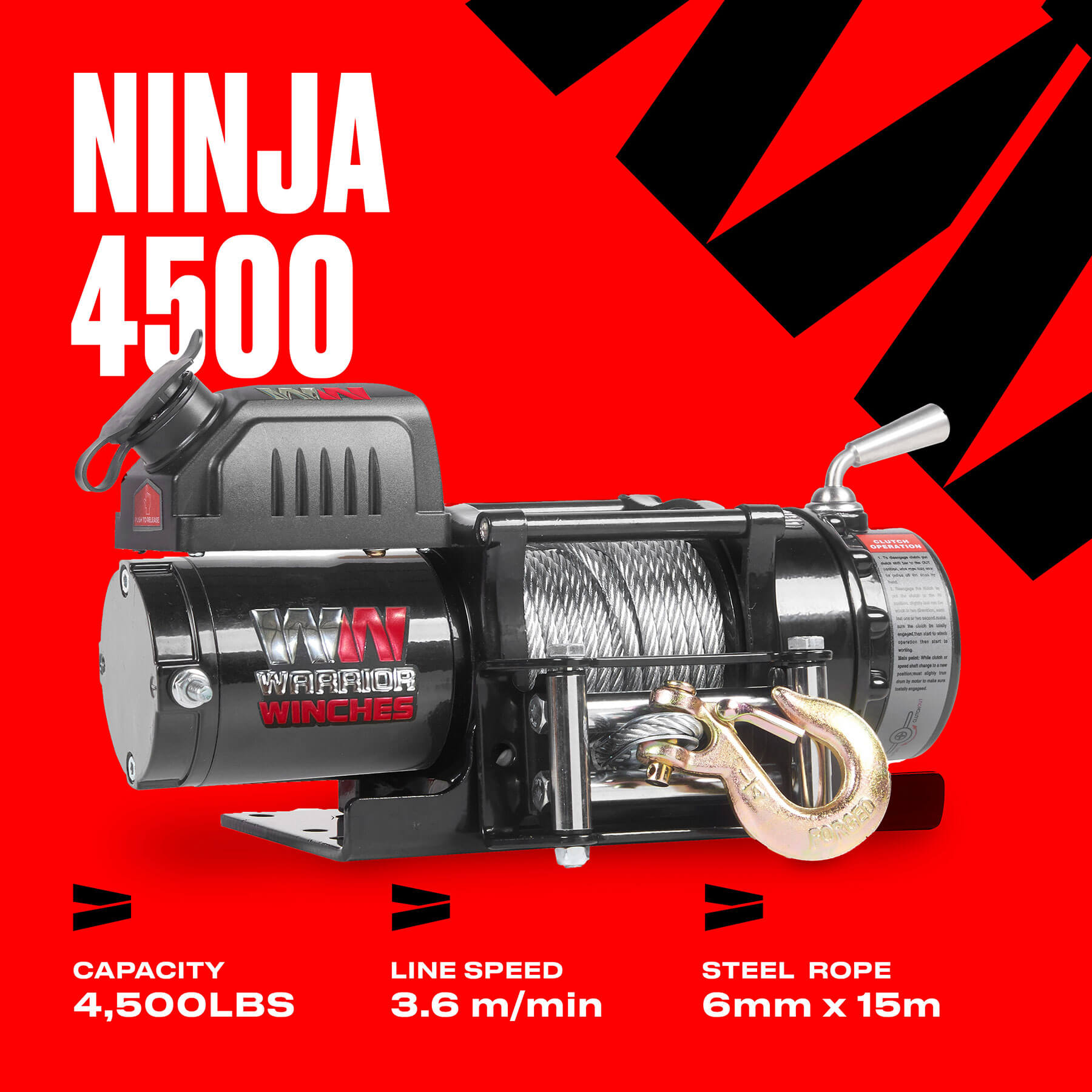 Ninja 4500 Elektrowinde – 12-V-Stahlseil