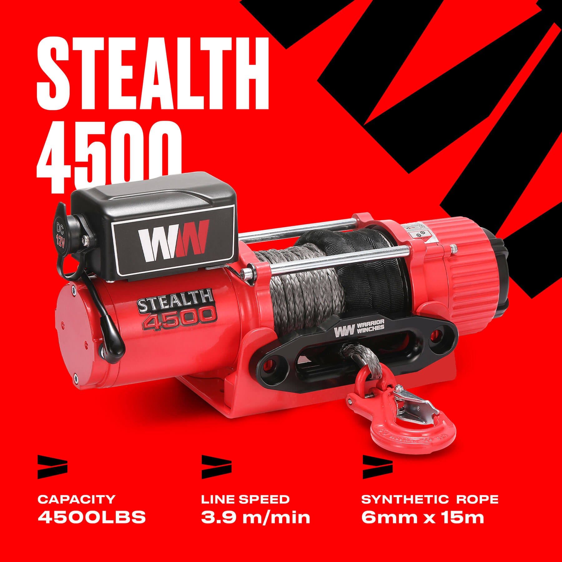 Stealth 4500lb Seilwinde - 12V Synthetikseil
