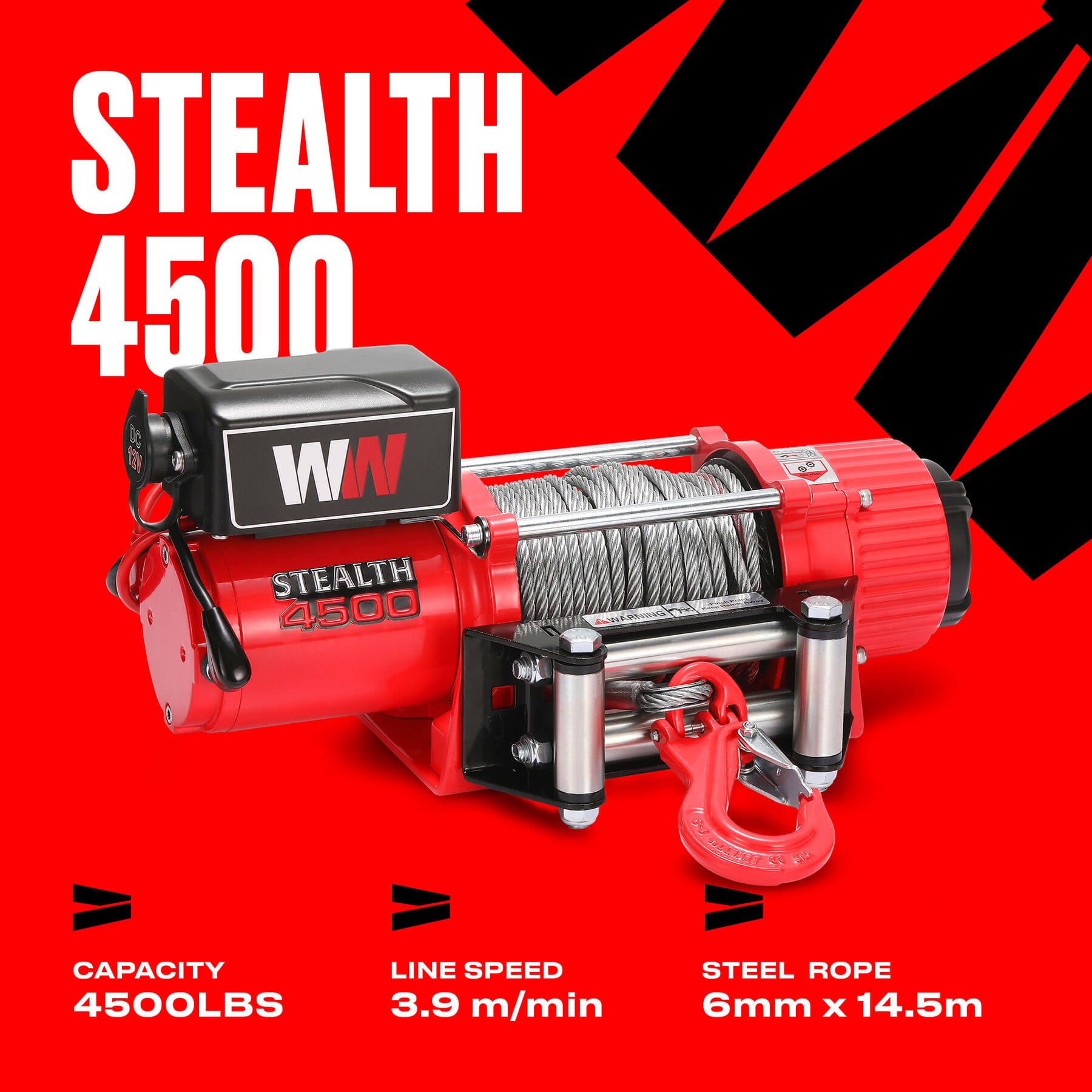 Stealth 4500lb Seilwinde - 12V Stahlseil