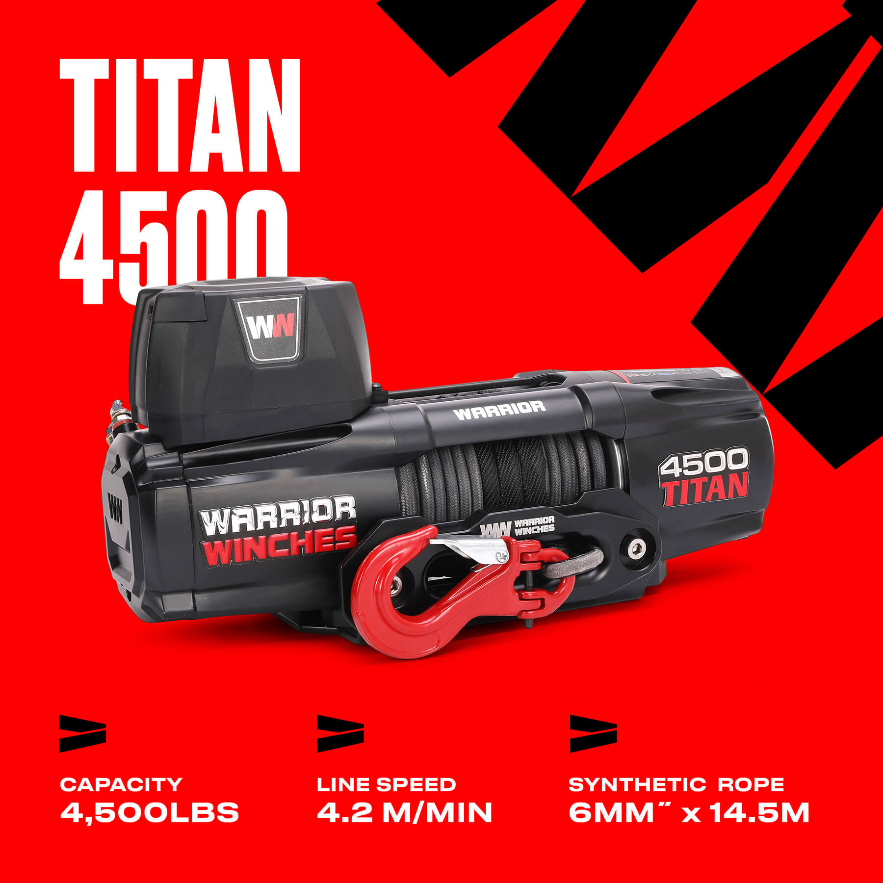 Elektrische Seilwinde Titan 4500 – 12 V, Synthetikseil