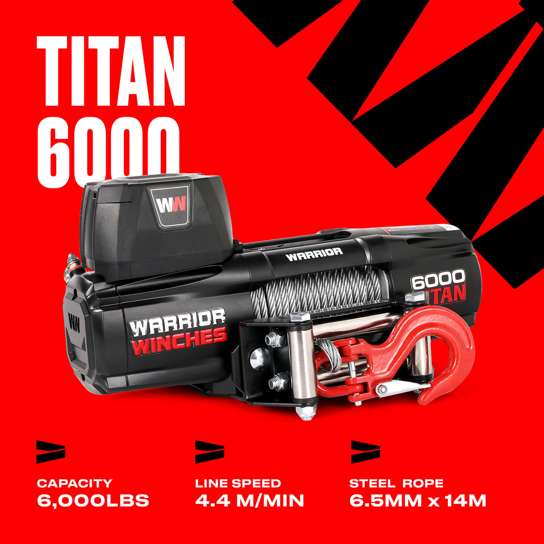 Titan 6000lb Elektrowinde - 24V Stahlseil