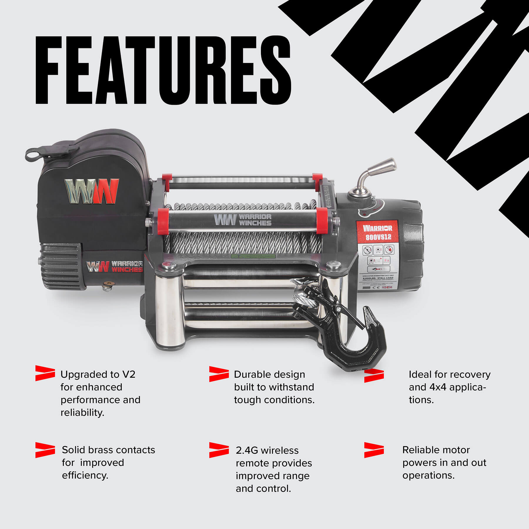 Samurai 8000 Elektrowinde – 12-V-Stahlseil