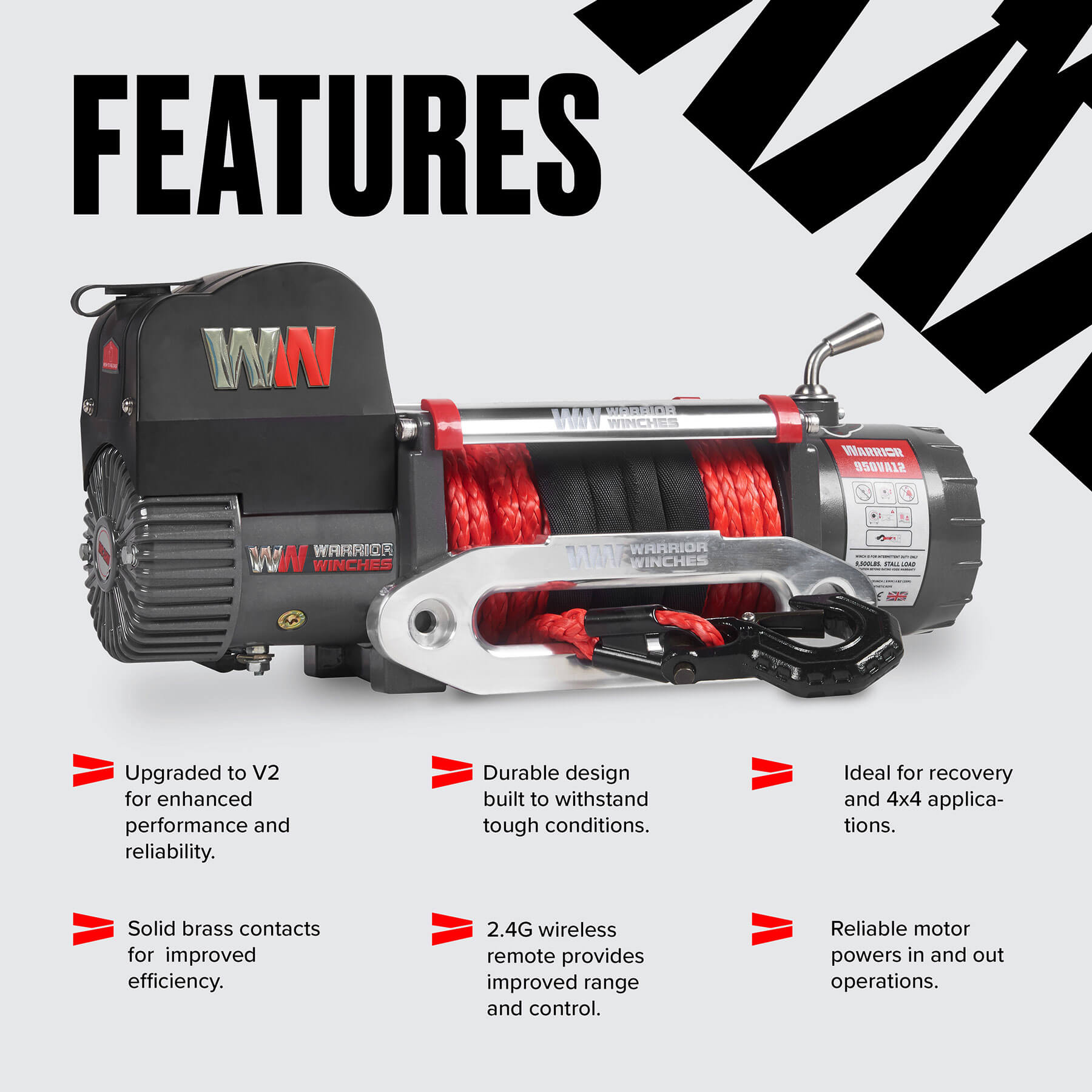 Samurai 9500 Elektrowinde – 12-V-Kunststoffseil