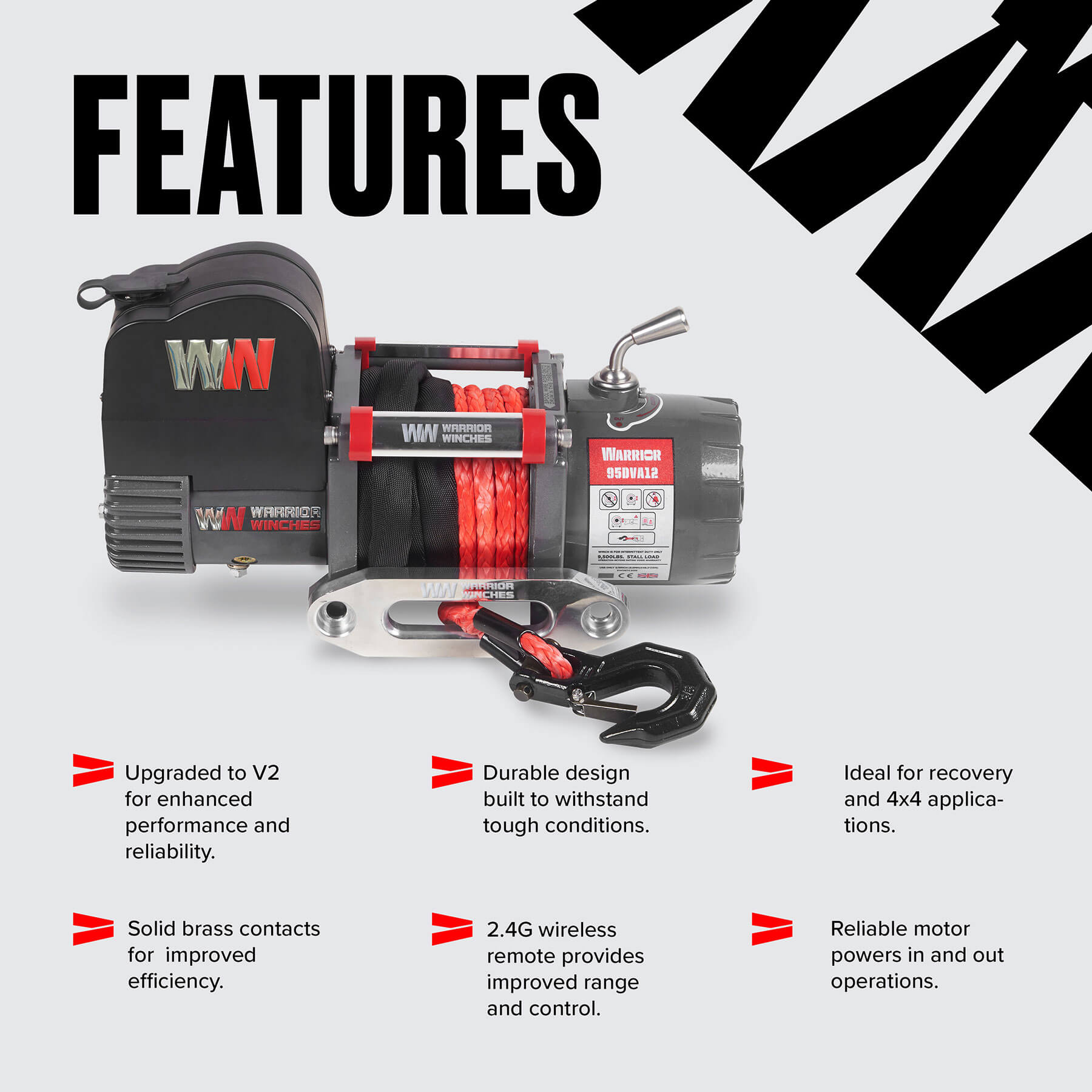 Samurai 9500 Kurztrommelwinde - 12V Synthetikseil