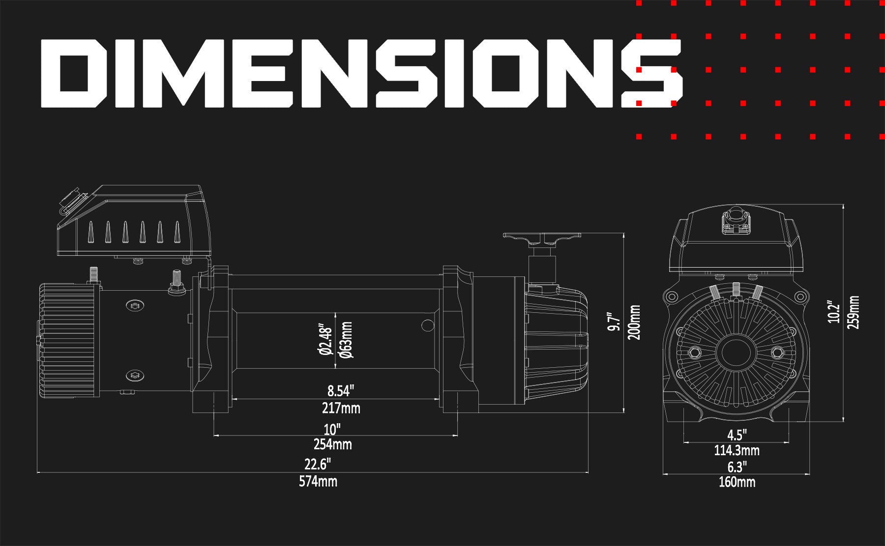 T1000 10000 Elektrische Seilwinde - 12V Stahlseil